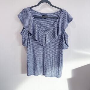 Women's Plus 14/16 Lane Bryant Open Shoulder Striped Blouse